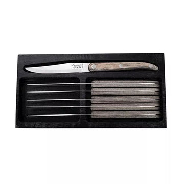 Innovation Line Steakmesser Graues Pakkaholz mit Glatte Klinge