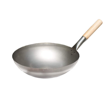 Padella wok in acciaio inox con manico in legno, Ø 33 cm