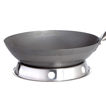 Padella wok cinese originale, Ø 33 cm e anello wok in acciaio inox