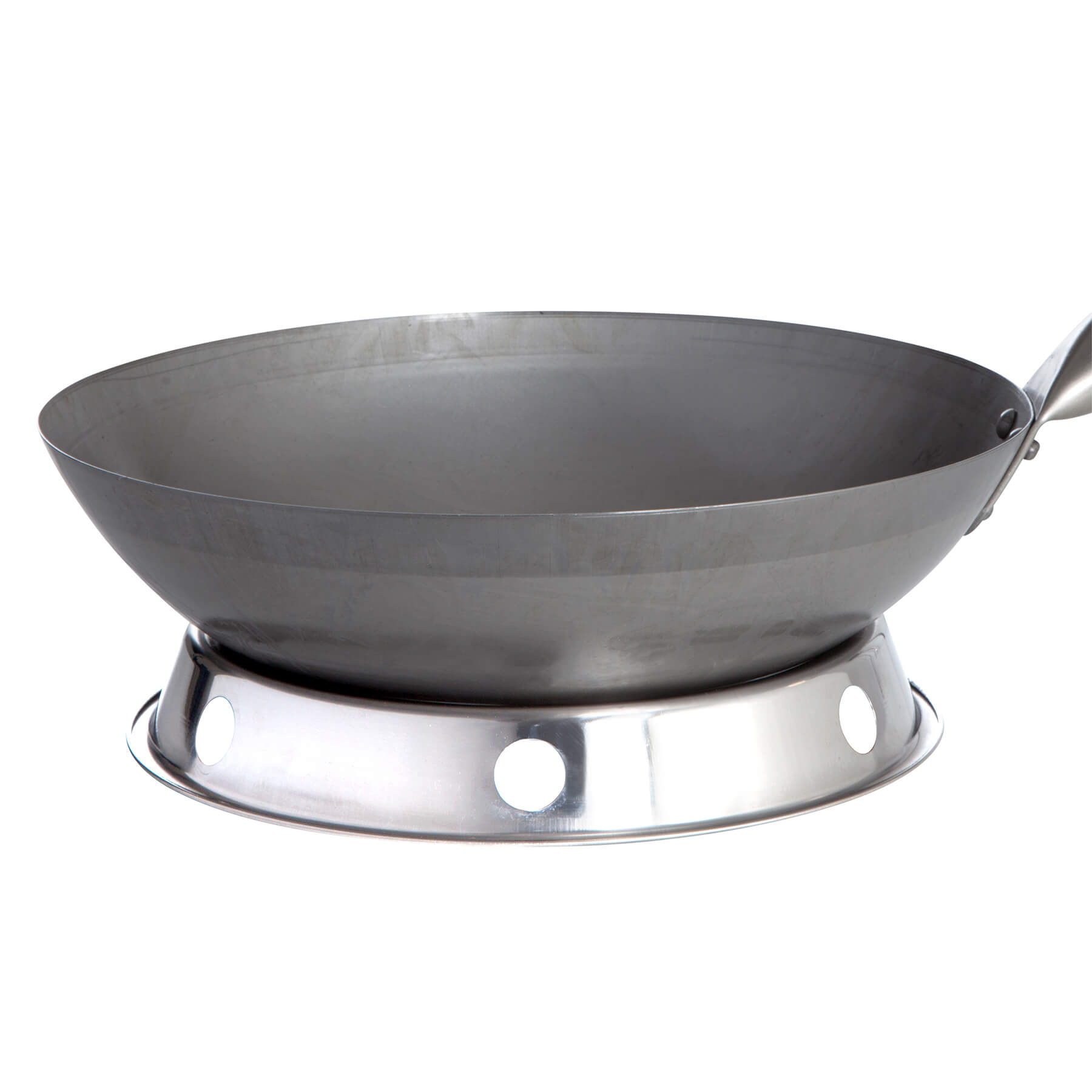 Original chinesische Wokpfanne, Ø 35 cm und Edelstahl-Wokring
