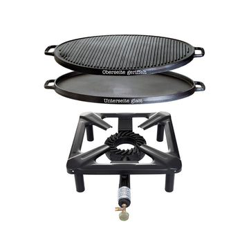 Set sgabello (grande) con piastra grill in ghisa Ø 45 cm - senza dispositivo di sicurezza accensione