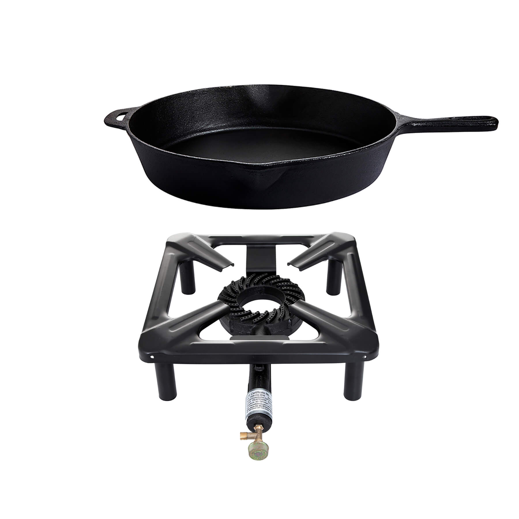 Set sgabello (grande) con padella in ghisa Ø 35 cm - senza dispositivo di sicurezza accensione