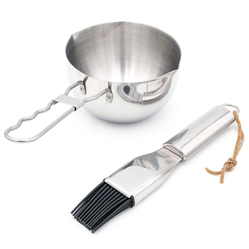 Set marinatura in acciaio inox per grill e barbecue - set completo con tazza e pennello per marinare